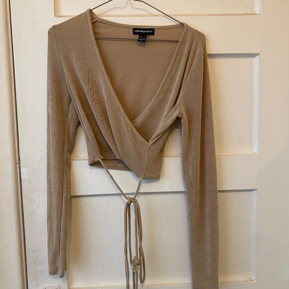 Tie Front Wrap Top - Picture 1 of 3